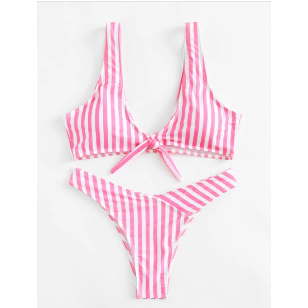 SHEIN pink striped bikini S